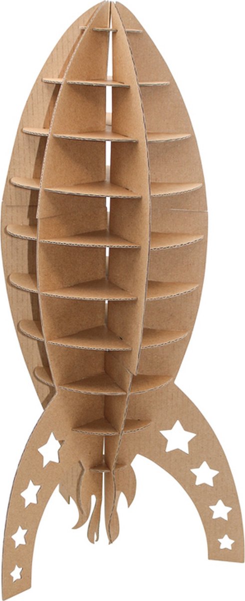 3D Model Karton Puzzel - Raket Cartoonstyle Small - DIY Hobby Knutsellen - 42x19cm