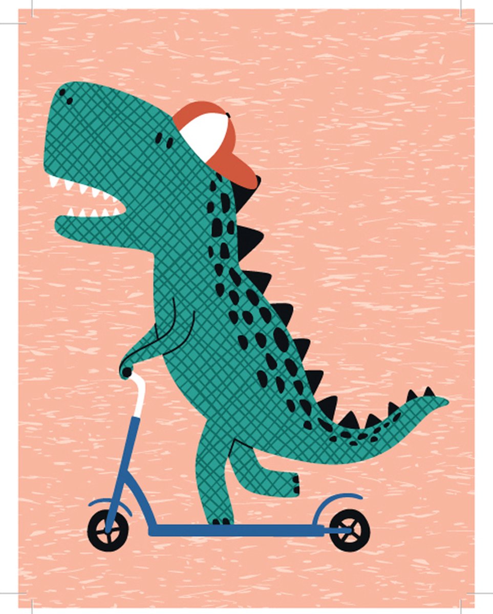 Diamond Painting Knutselset Kind 6+ - Dinosaurus met Pet & Step - Kaart - incl. Pen - 15x20cm