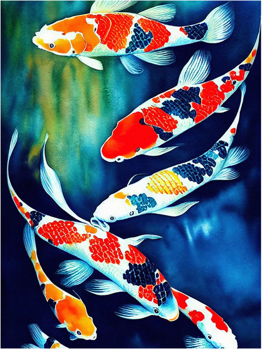 Diamond Painting Set - Koi Karpers - incl. Pen & Wax - 30x40cm