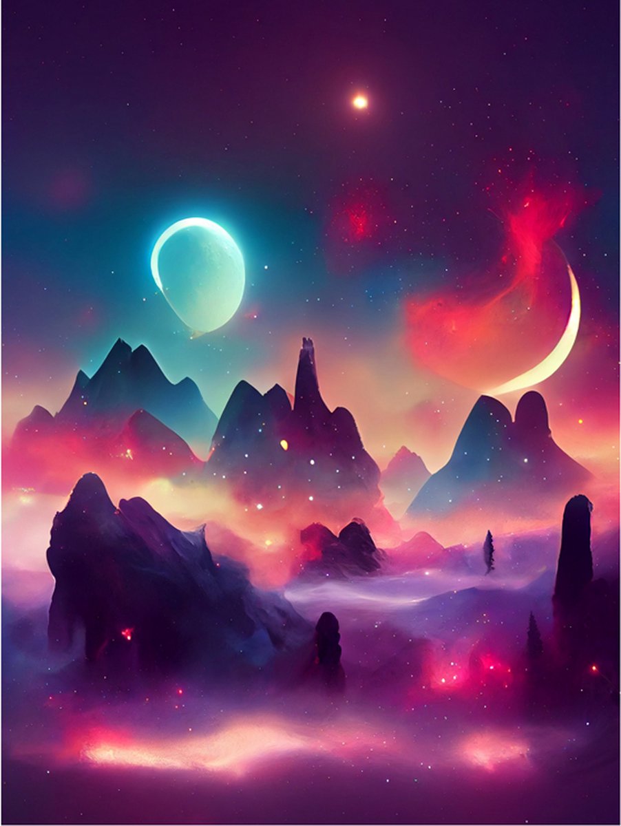 Diamond Painting Set - Planeet Landschap Ruimte - incl. Pen & Wax - 30x40cm