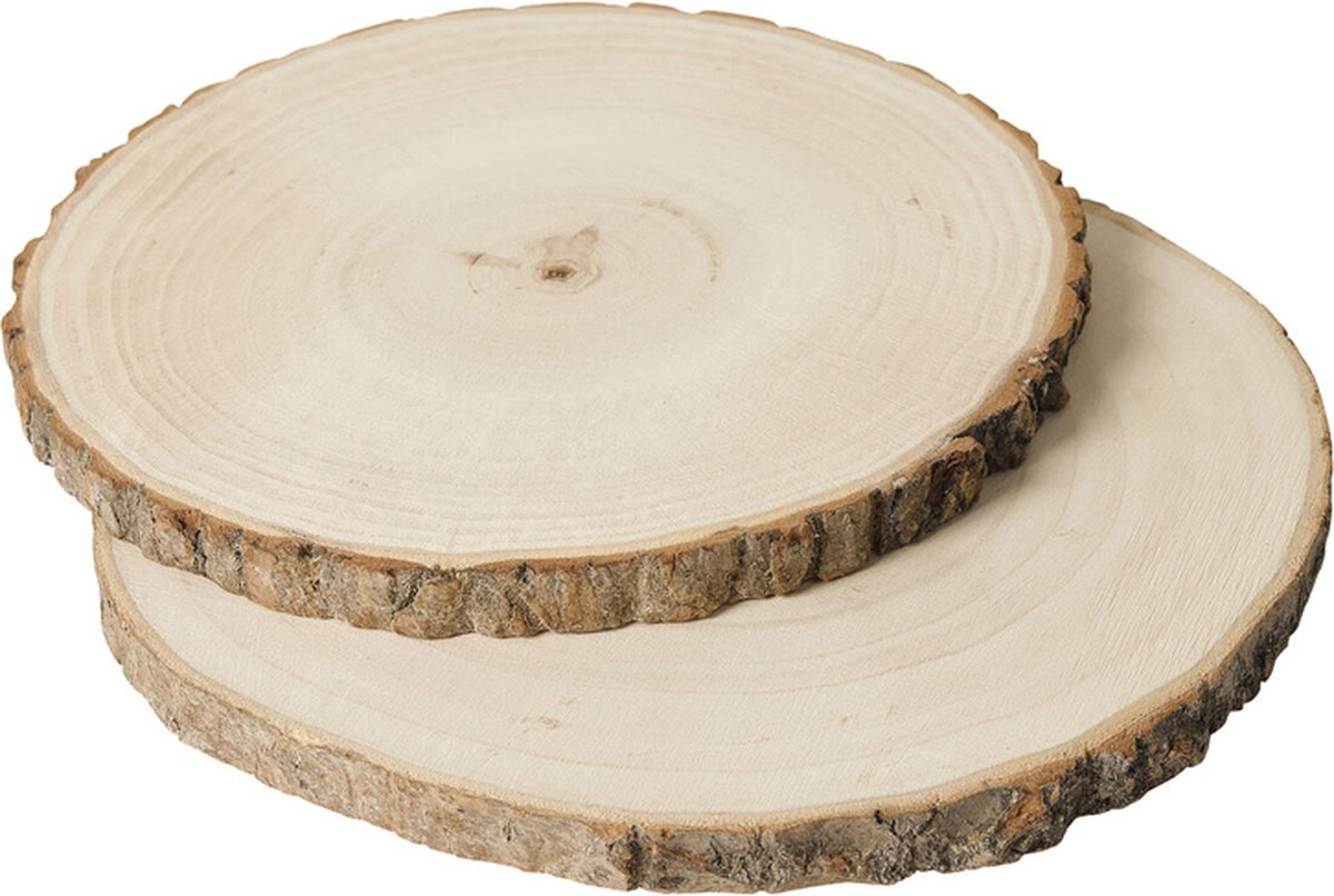 Houten Schijven DIY/Hobby - 2 Stuks - Onbehandeld Hout - Diameter 18cm & 21cm
