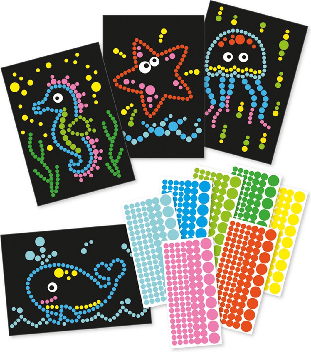 Knutselset A4 Fromaat Karton - Zeeleven - 4x Voorbeeldplaat / 8x Stickervellen - DIY Hobby Kind 3+