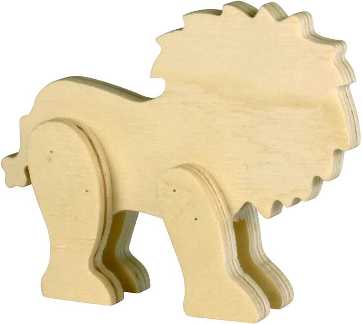 Leeuw - Hout 3D Staand - Hobby & DIY - Duurzaam & Onbehandeld Hout - 12x9x2cm