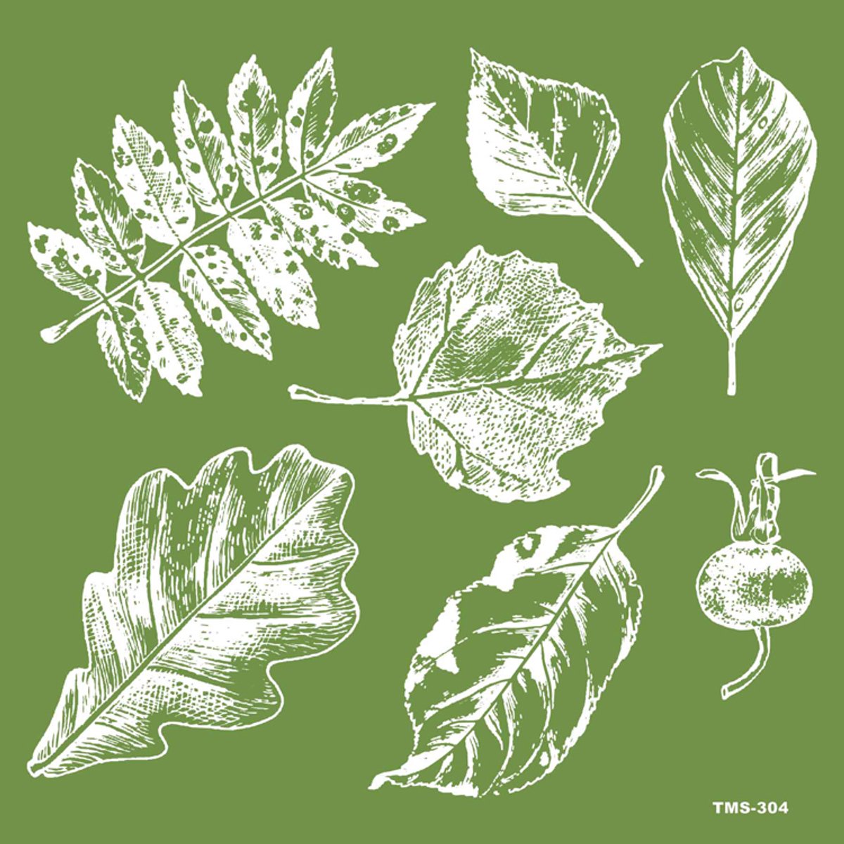 Stencil/Zeefdruk Mal - Bladeren & Rozenbottel Bos - Hobby/DIY - Herbruikbaar - 15x15cm