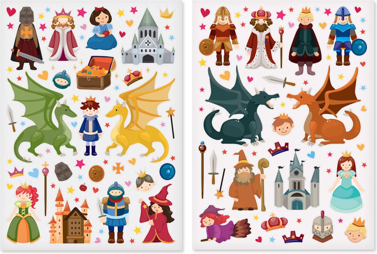 Stickers - Ridders & Prinsessen & Fantasy - Scrapbook Hobby DIY Stickervel - 0.4-8.2cm - 133 Stuks