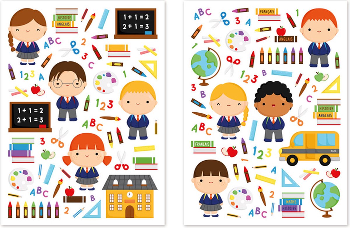 Stickers - School Leraren/leermiddelen - Scrapbook Hobby DIY - 2 Stickervellen - 0.9-6.2cm - 132 Stuks