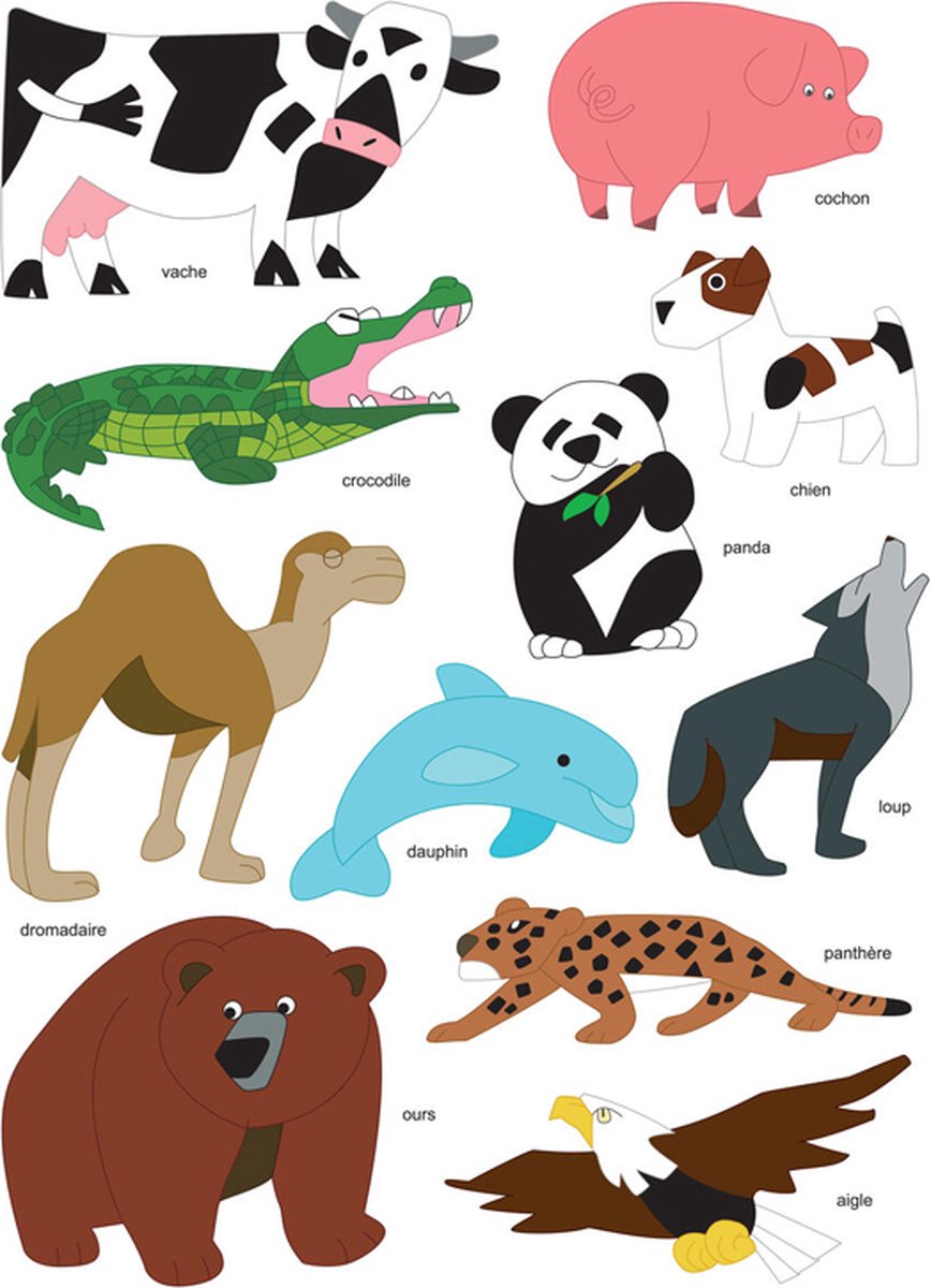 Stickers - Wilde Dieren & Zoogdieren Diversen - Scrapbook Hobby DIY - 2 Stickervellen - 4.4-8.2cm - 22 Stuks