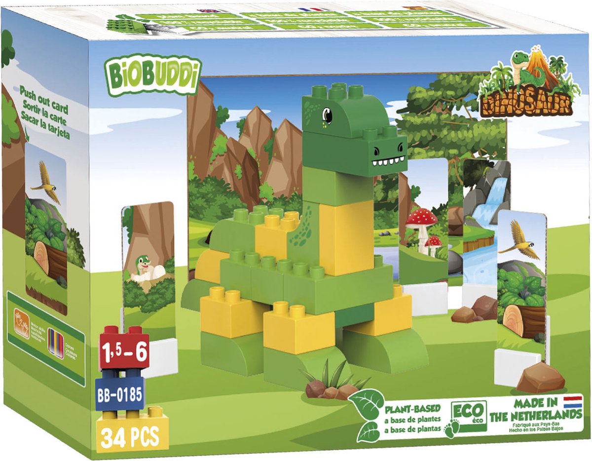 BIOBUDDI BB-0185 Dinosaurs-Brontosaurus Building Blocks, Multi