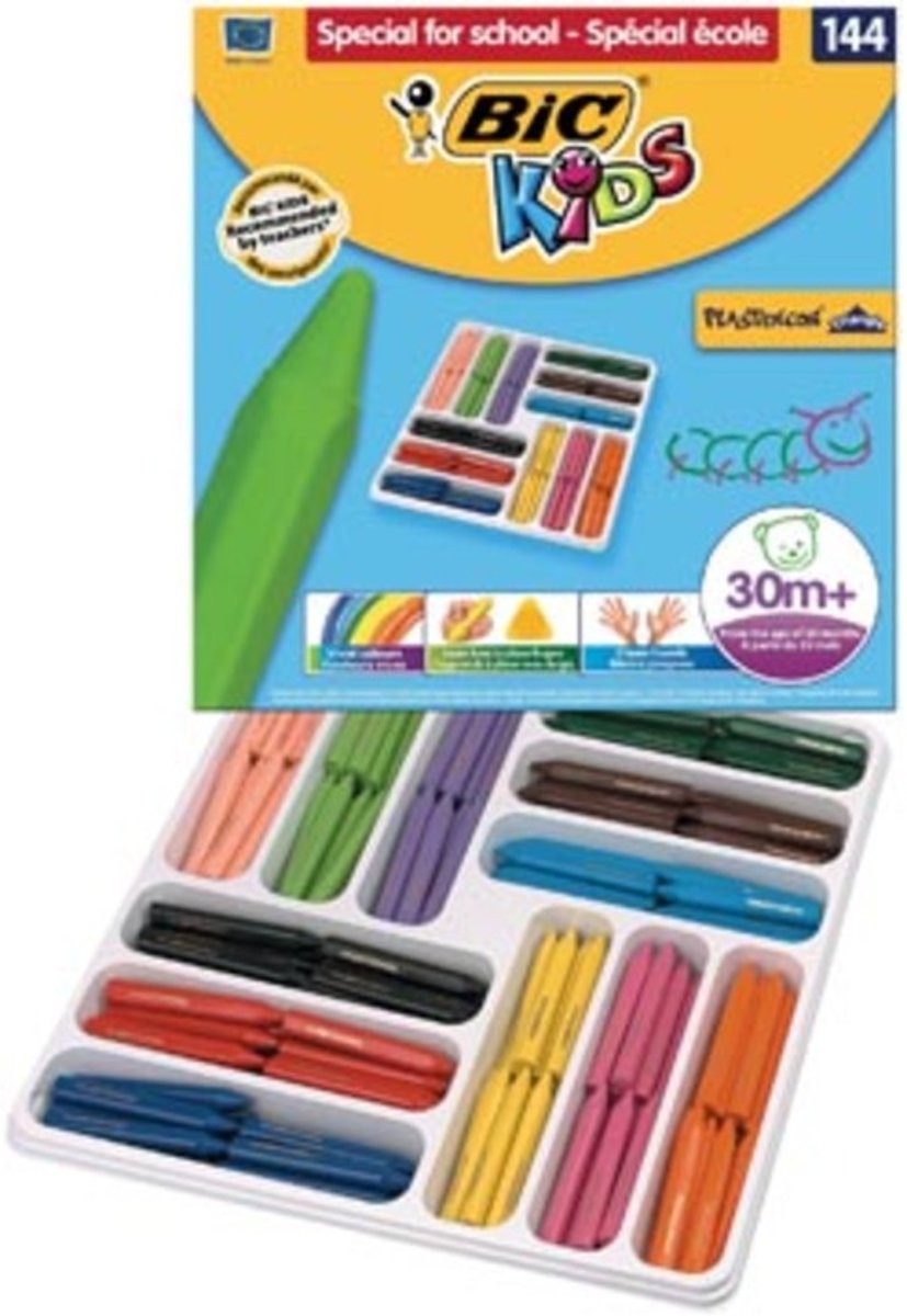 BIC - Kids Plastidecor Triangle waskrijtjes - 144 stuks - 30m+