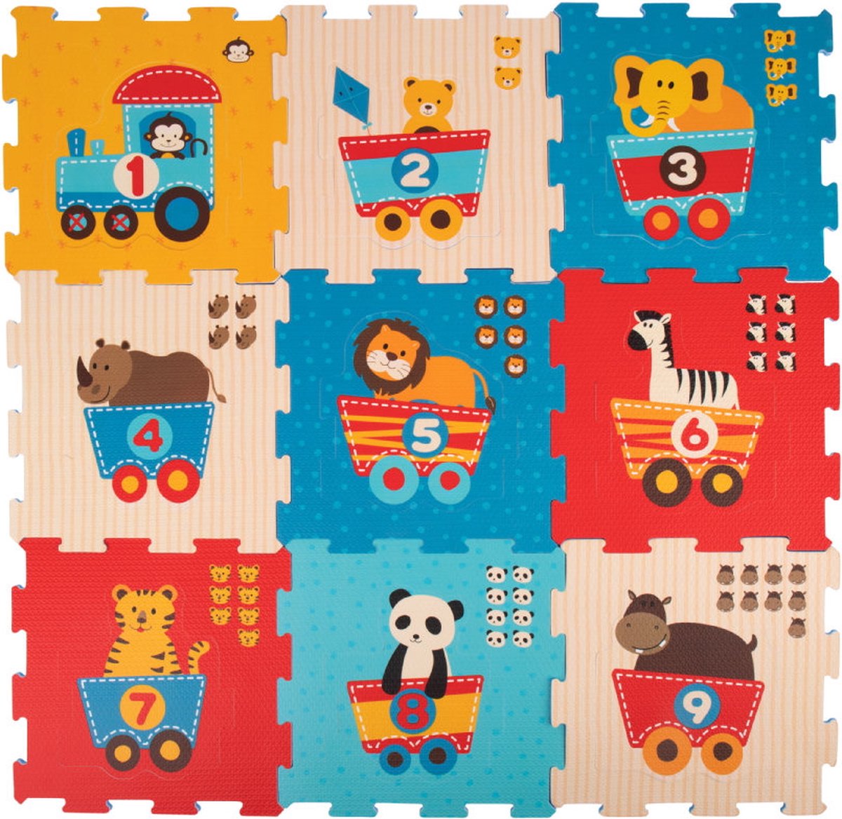 Bieco Dieren Trein Schuimrubberen 9 stuks Puzzel Mat 19-003763