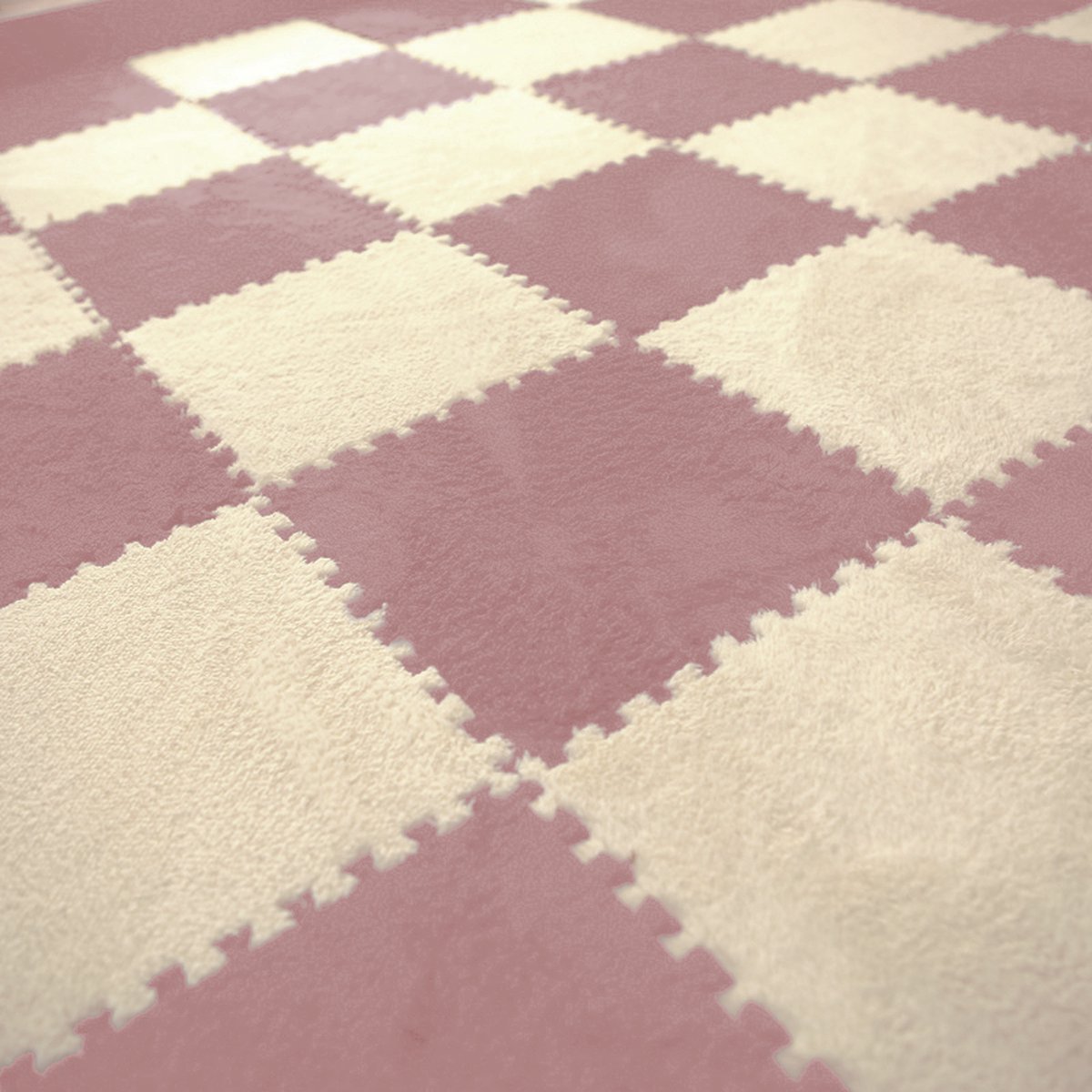 Pluche tapijttegel - Oud roze - Tapijttegel - Vloer - Kinderkamer - 10 stuks