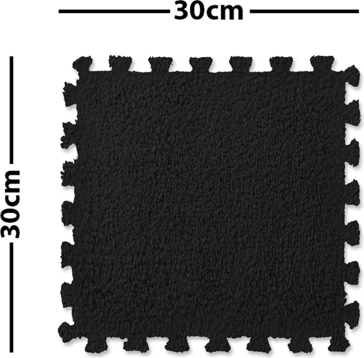 Pluche tapijttegel - Zwart - Tapijttegel - Vloer - Kinderkamer - Speelkamer - 10 stuks