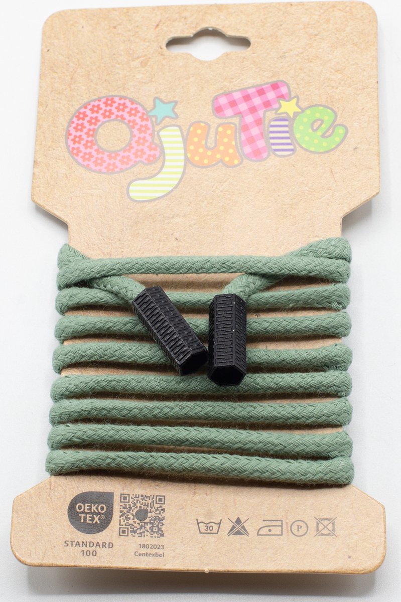 Trekkoord - Hoodiekoord - Hoodiekoord met eindstukken - Dusty mint - 1.15m lang - Katoen - 100% Katoen - Kunststof eindstukken