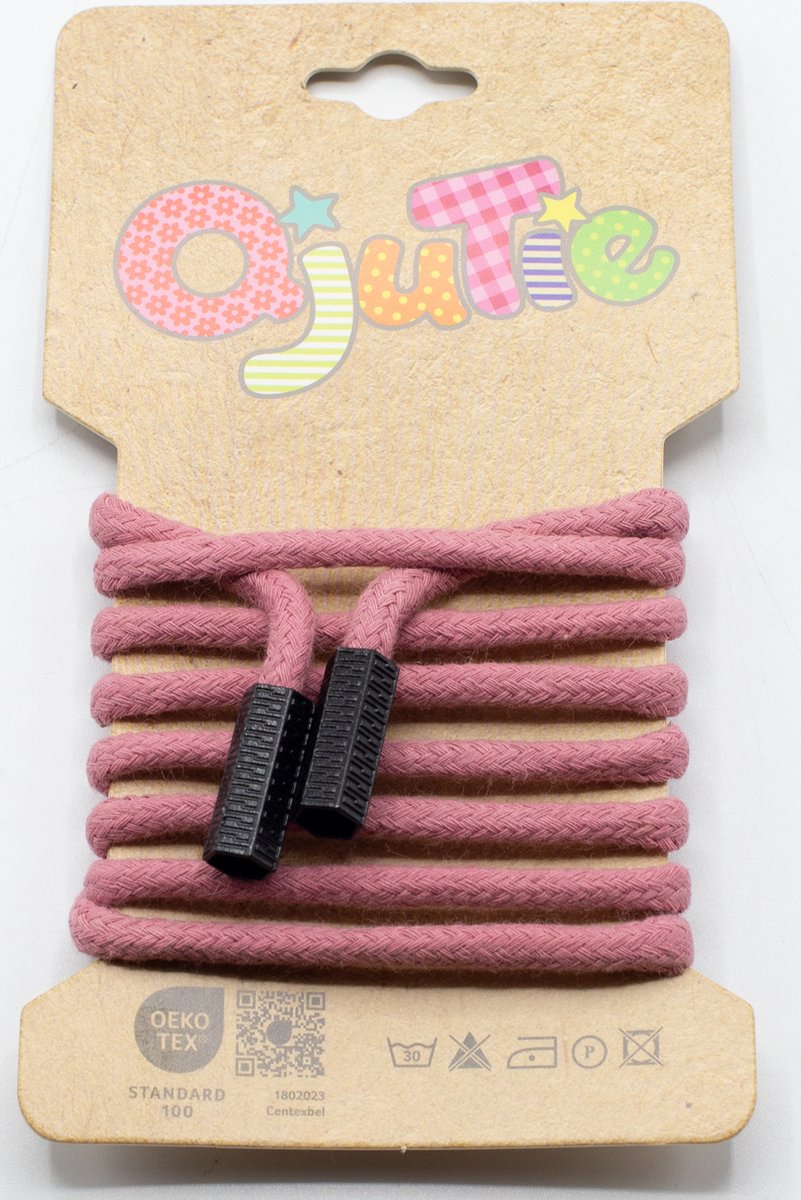 Trekkoord - Hoodiekoord - Hoodiekoord met eindstukken - Old pink - 1.15m lang - Katoen - 100% Katoen - Kunststof eindstukken