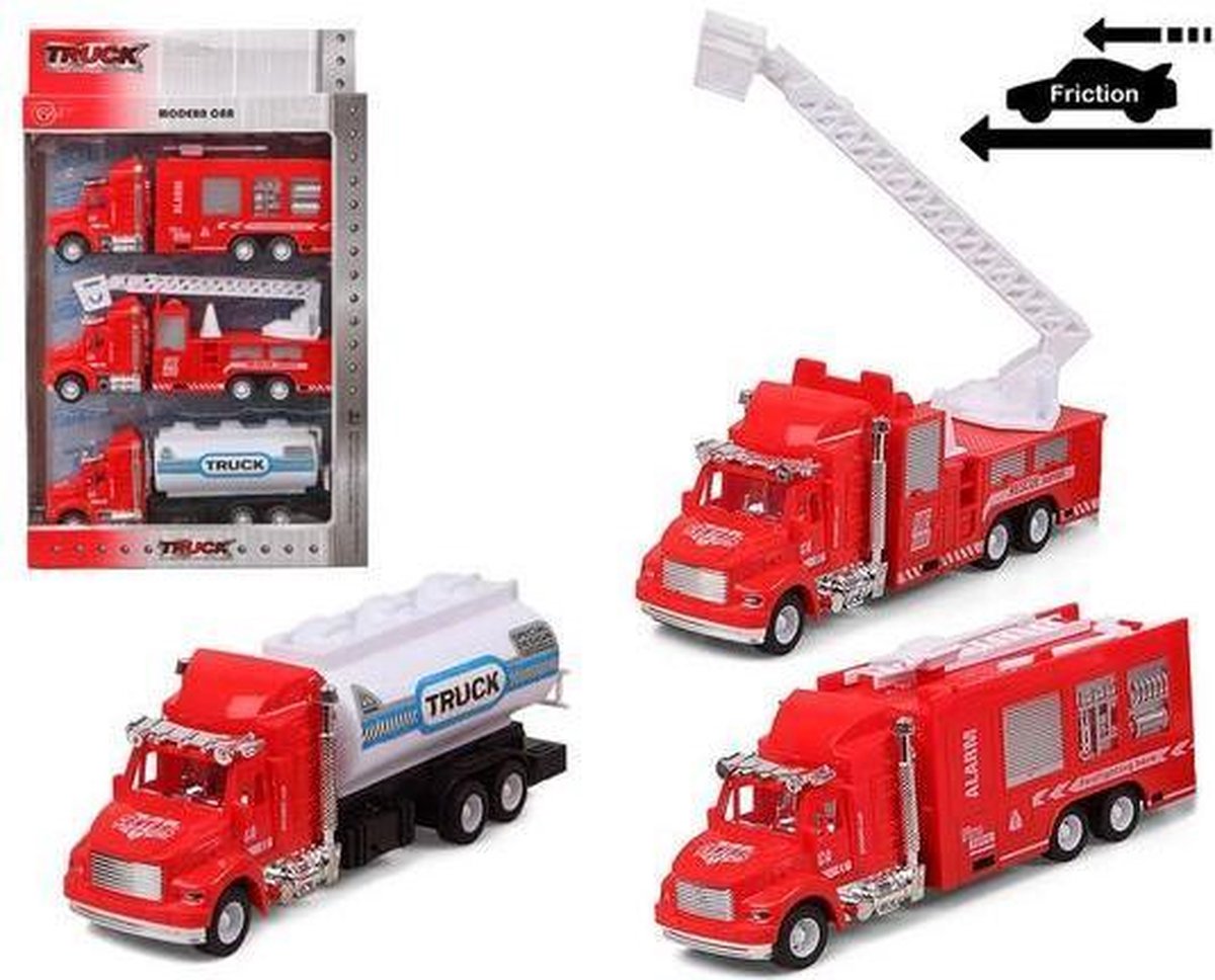 Set autos Brandweerwagen Rood 119312 (3 Uds)