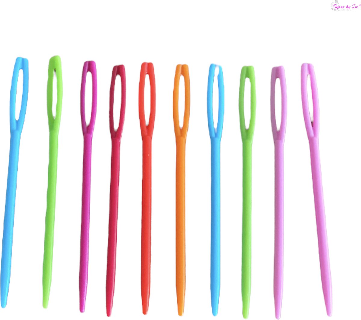 Bijoux by Ive - 10 plastic naalden van circa 7 cm groot in verschillende kleuren