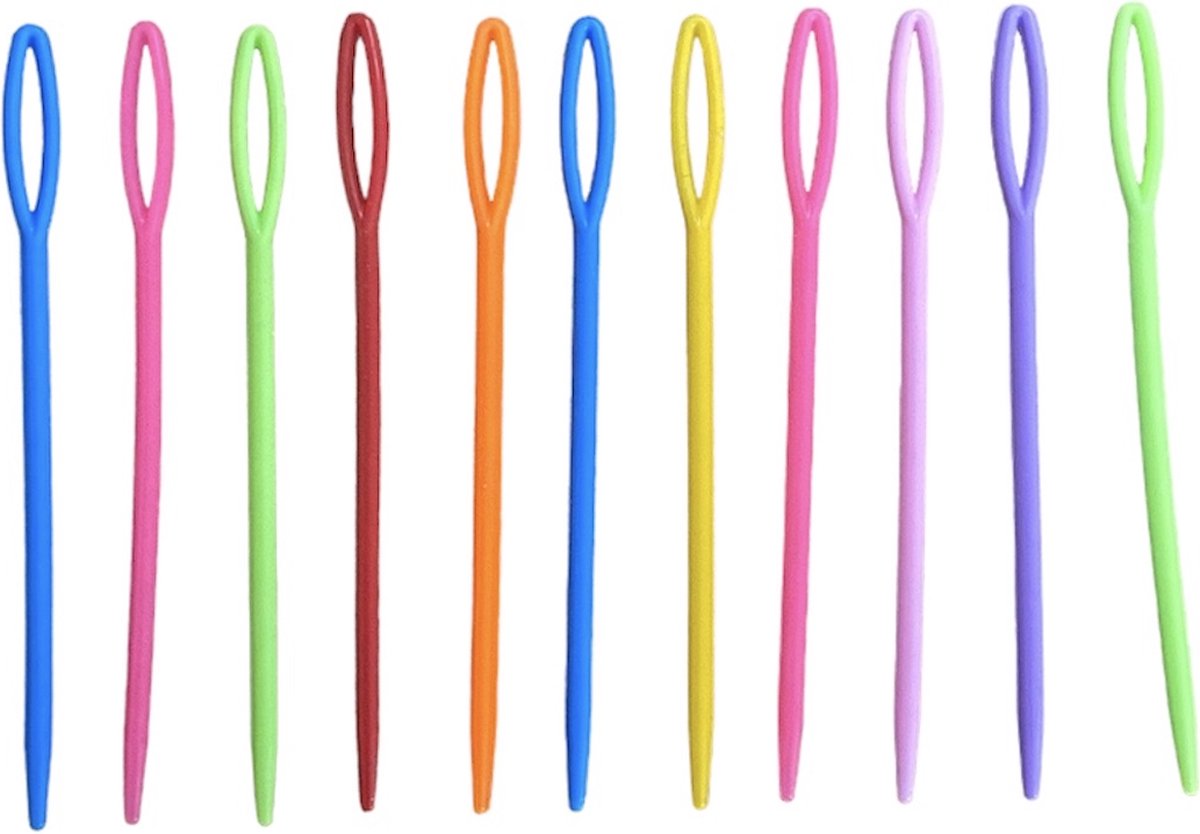 Bijoux by Ive - 10 plastic naalden van circa 9 cm groot in verschillende kleuren