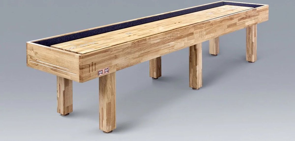   Shuffleboard 12ft - American shuffleboard - Epoxi glas - 3,6 meter lang - Vol Eikenhout - eenvoudig te monteren.
