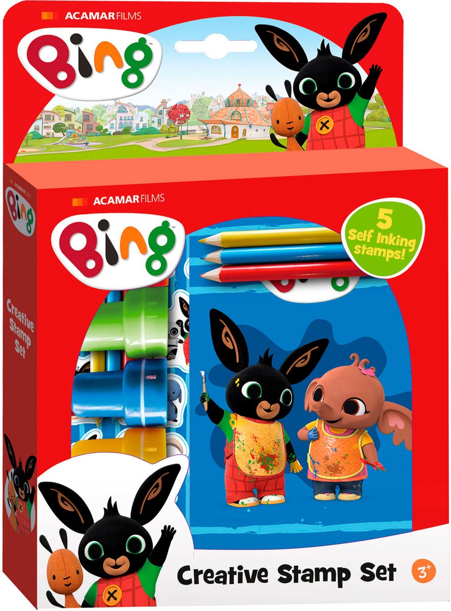 Bing stempelset - Bing stickers - Bing stampset - Potloden en stickers - Creatief speelgoed - Verjaardag/Cadeau -