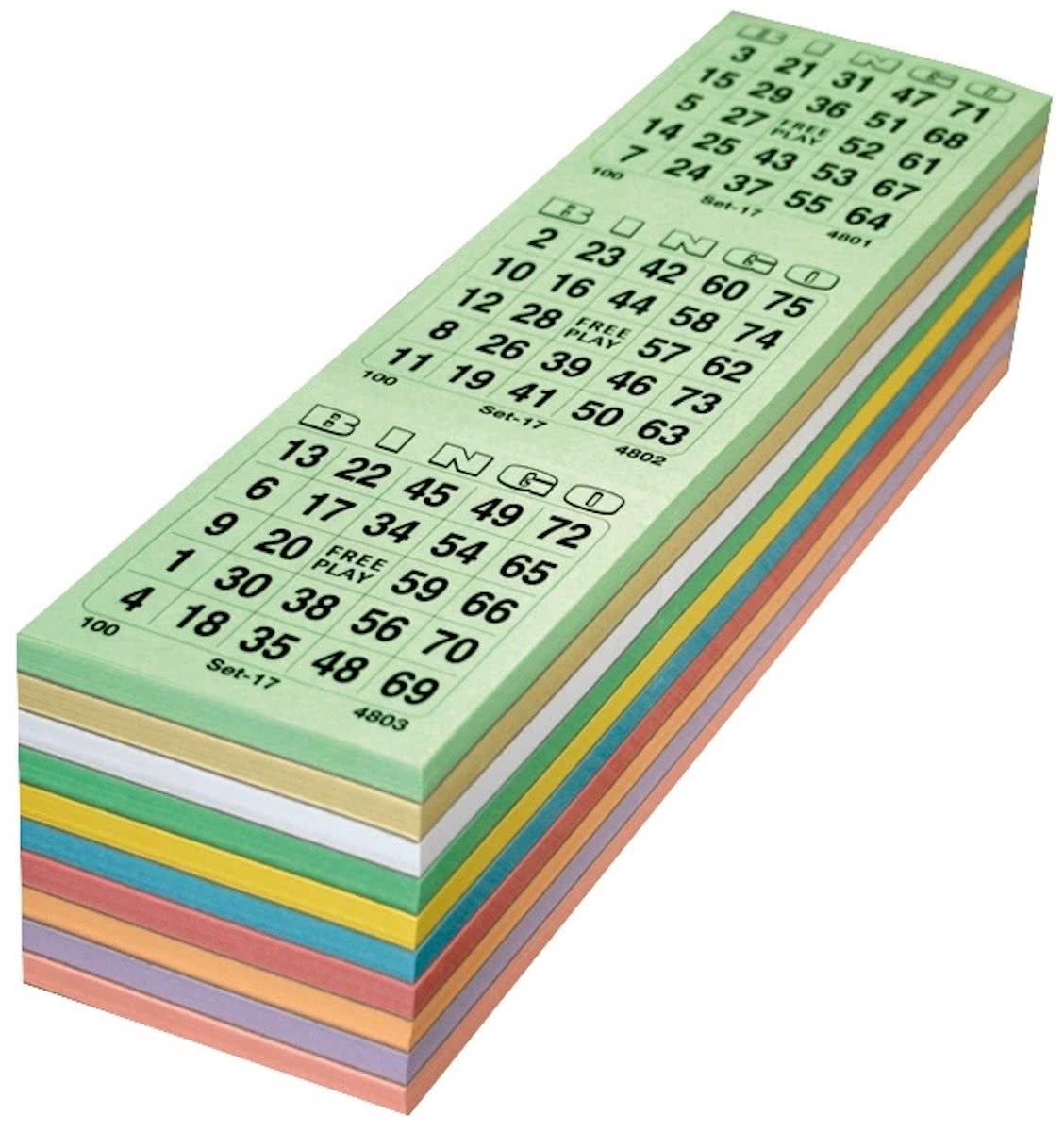 Bingokaarten 3000 stuks - 1 t/m 75 kleurenmix