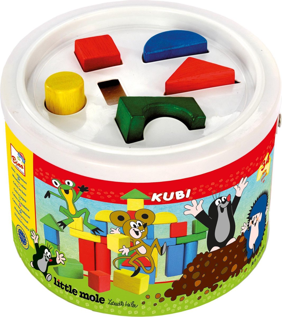 Bino Blokkenset Little Mole 18 X 14 Cm Junior Hout 30-delig
