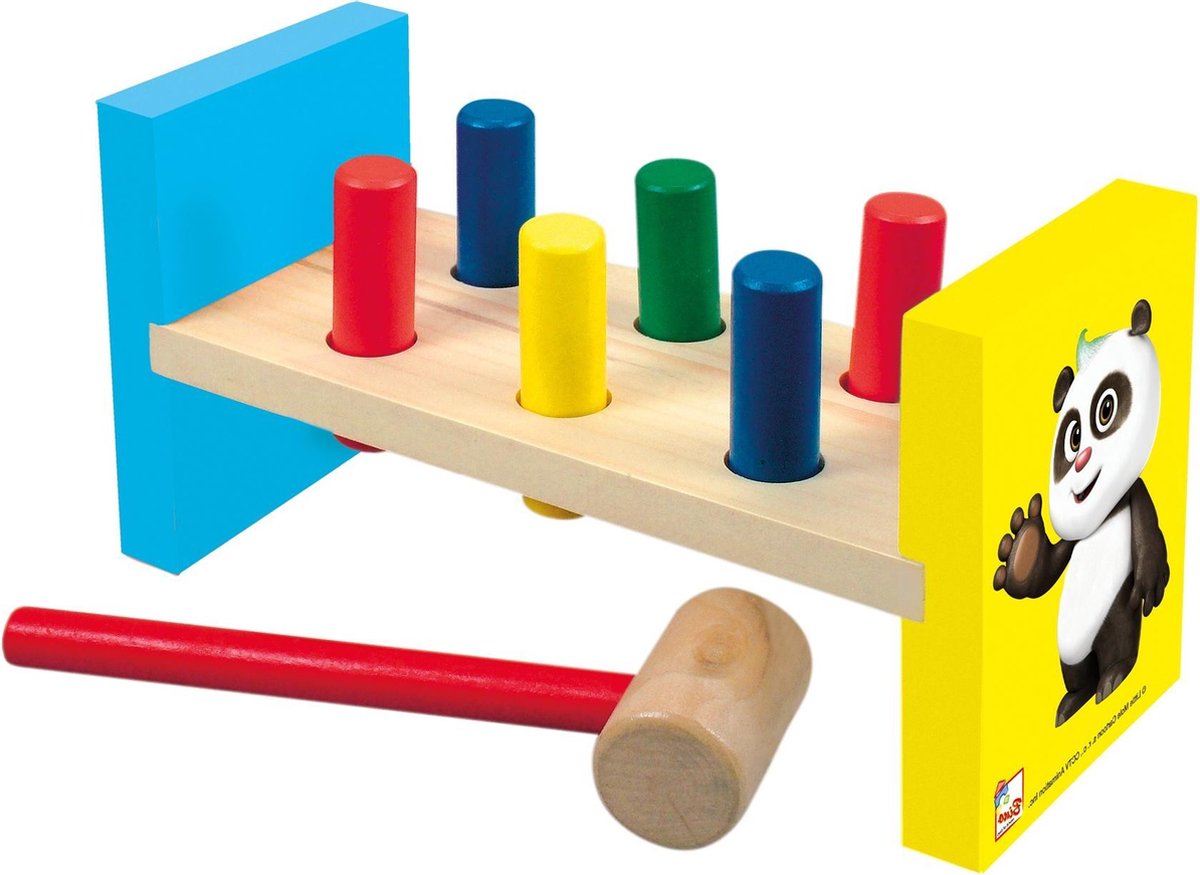 Bino Hamerbank Little Mole & Panda Junior 22 Cm Hout 9-delig