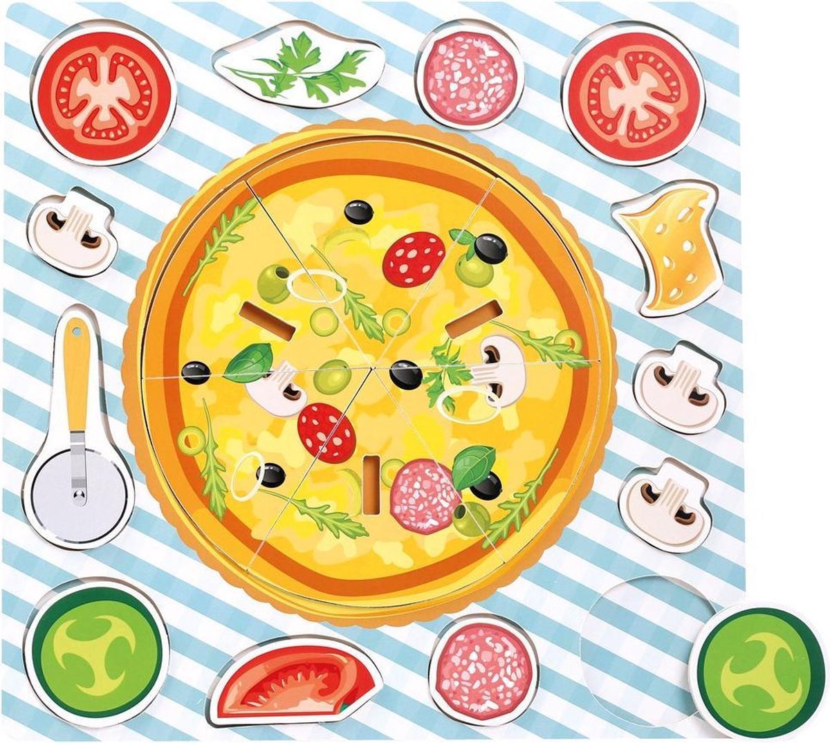 Bino Vormenpuzzel Pizza Junior 30 Cm Hout 20-delig