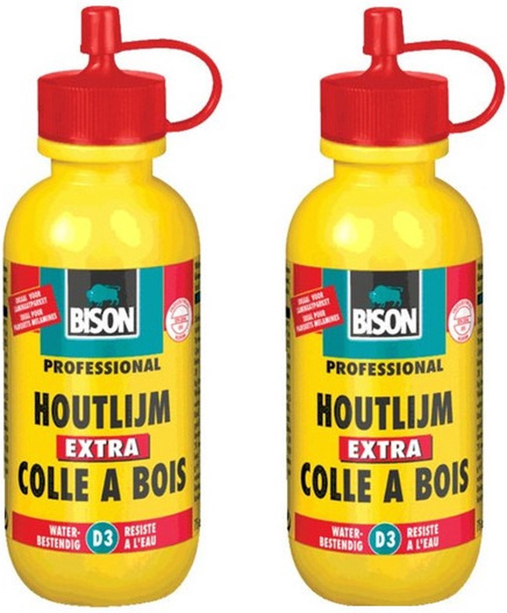 2x Bison houtlijm waterbestendig 75 gram - Klussen - Klusbenodigdheden - Hout lijm