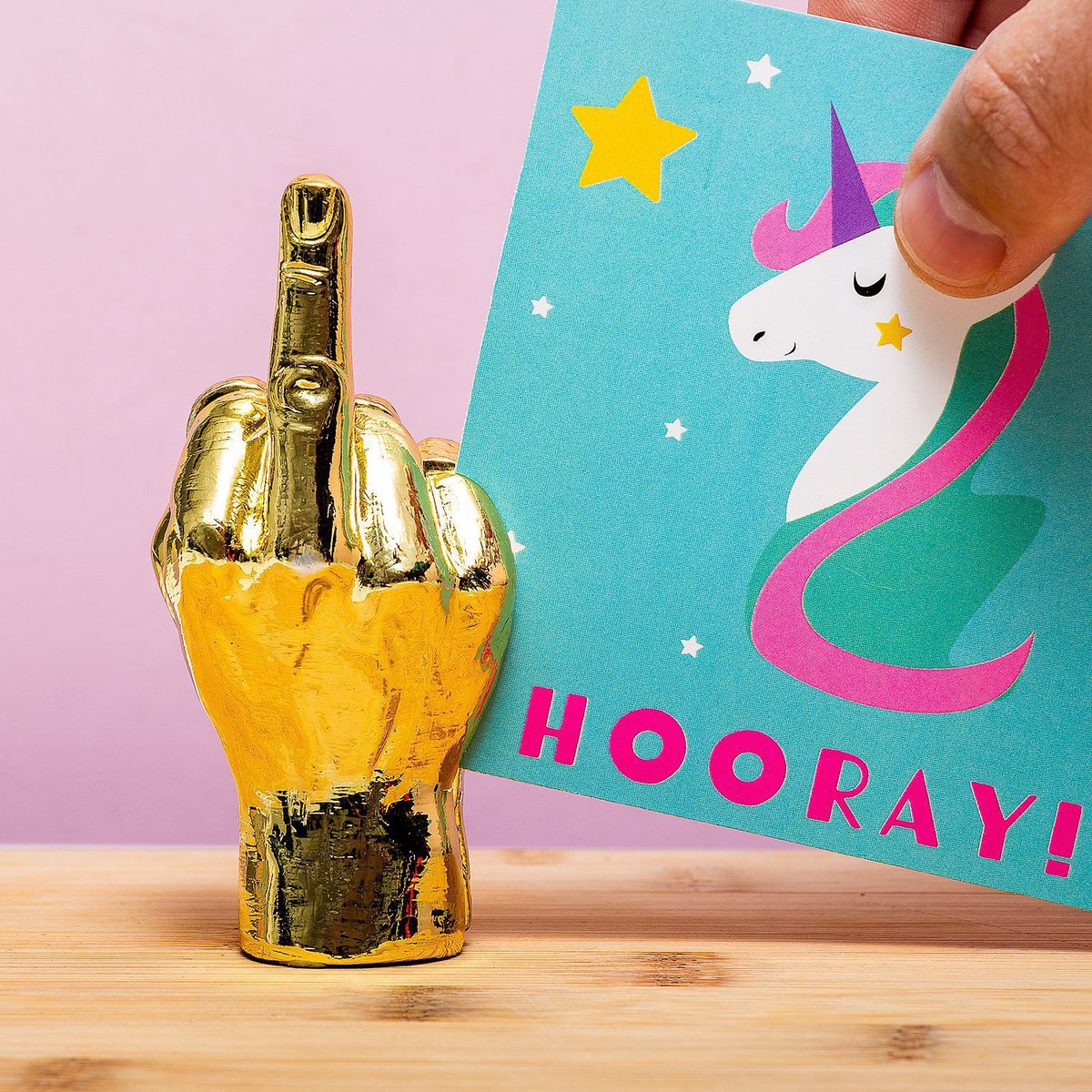 Bitten Middelvinger fotohouder - Goud