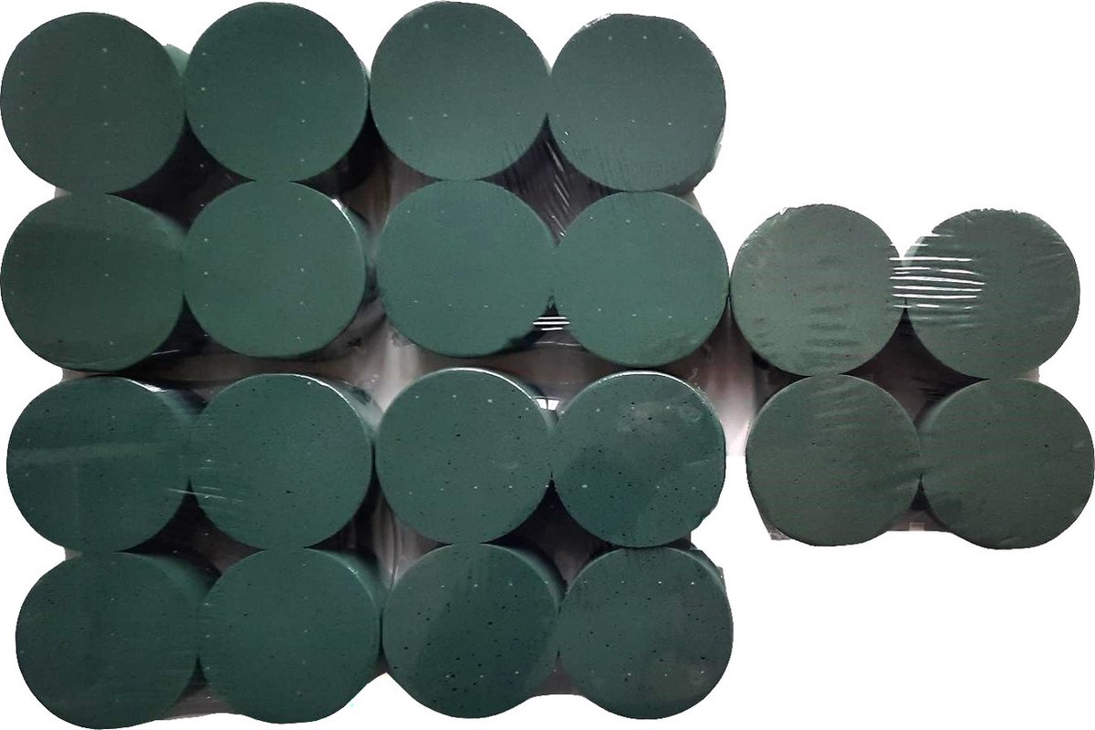 20 x Steekschuim/Oasis Rondjes - Nat - Ø 8 - Hoogte 5 cm – Paasstukje – Lentestukje – Zomerstukje – Herfststukje - Bloemstukje – Kerststukje – OAS-011