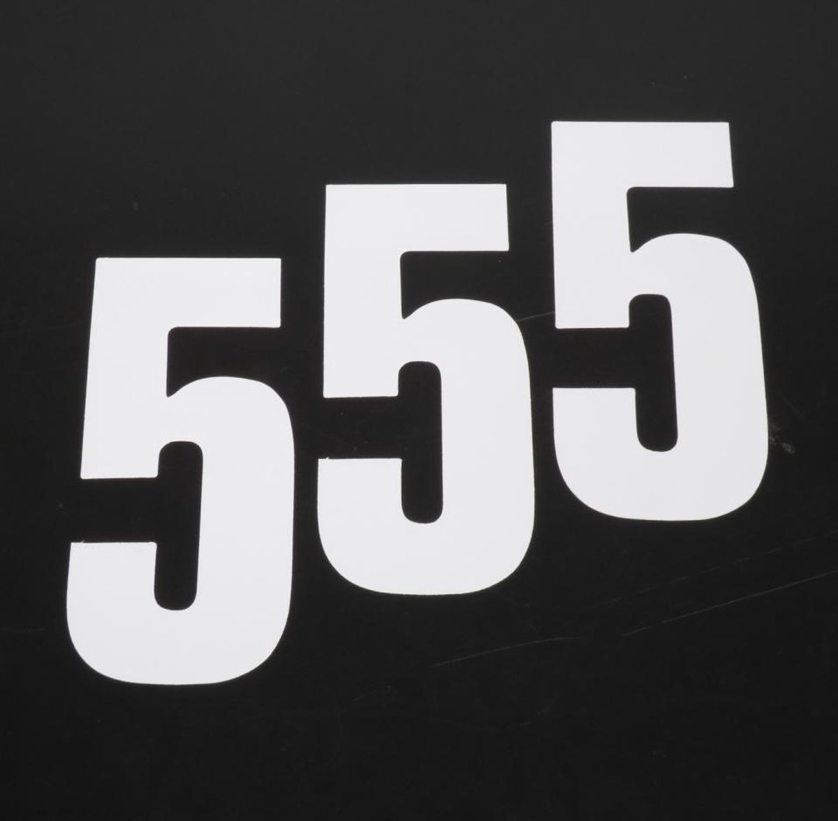 3 sticker autocollant numéro de course cinq 5 blanc Blackbird 130x70mm pour motocross