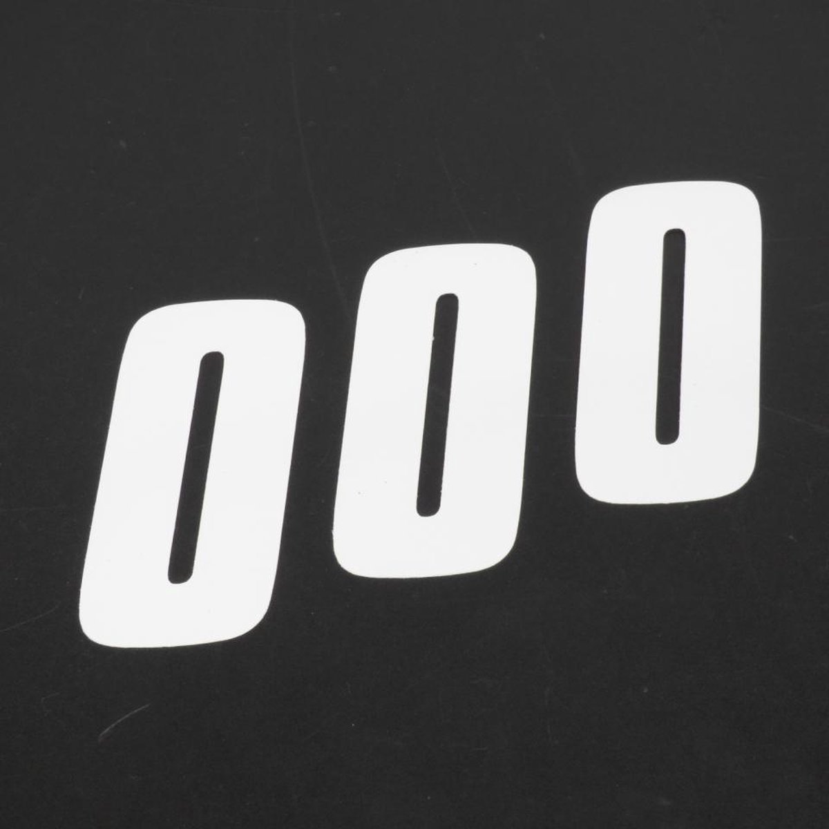 Lot de 3 sticker autocollant numéro de course zéro 0 blanc Blackbird 100x50 pour moto