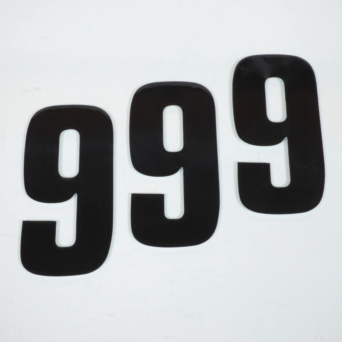 Set van 3 zwarte Blackbird race nummer 9 stickers 160x75 voor motoren Nieuw