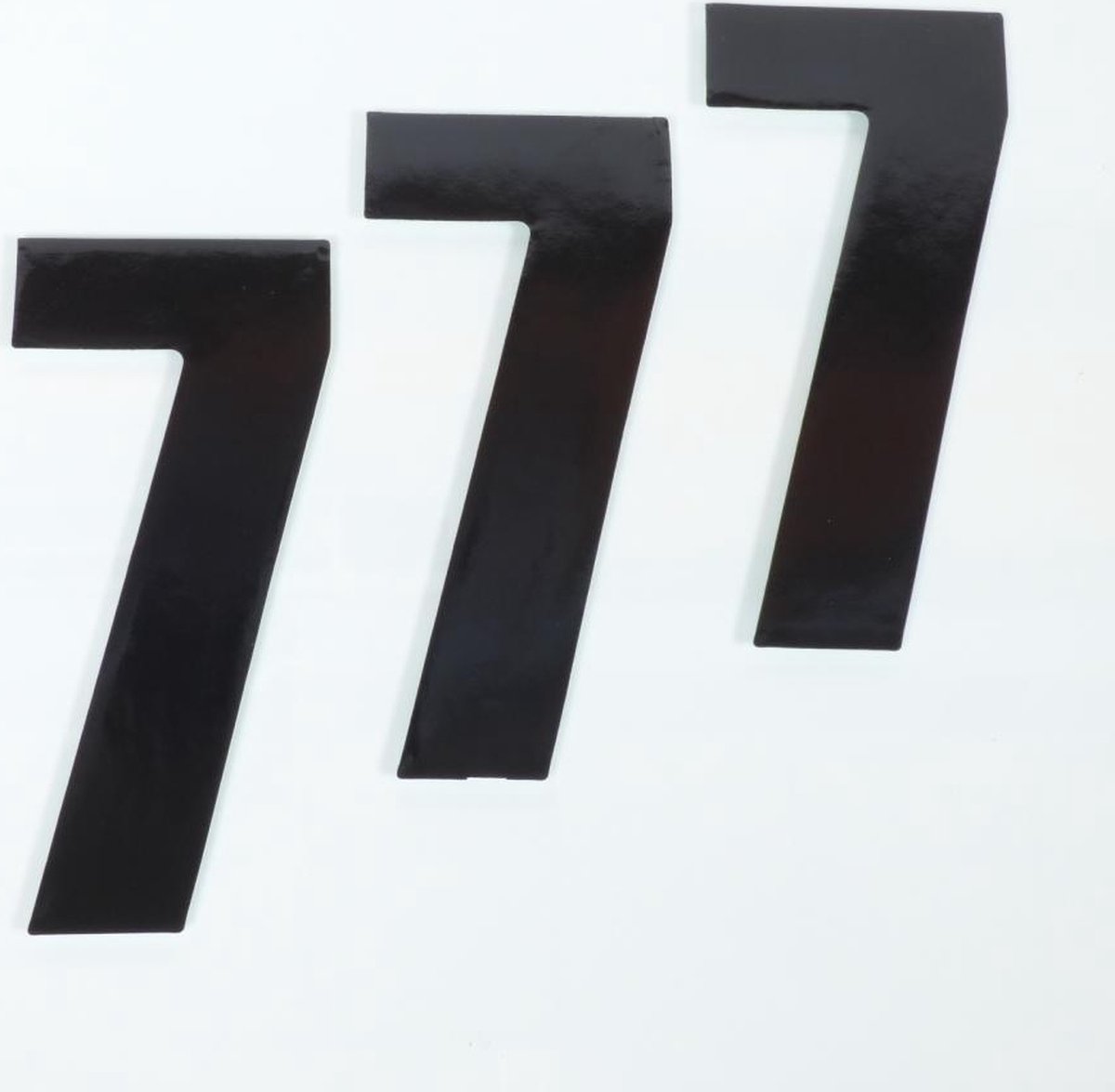 pak van drie stickers race nummer 7 zwart 160x75mm voor motor cross