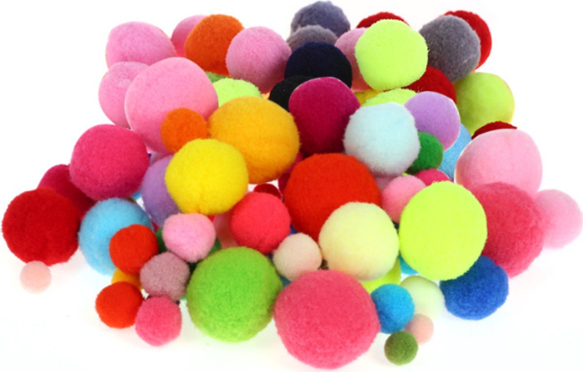 pompons - 200 stuks pompons - knutselspullen - creatief kinderen