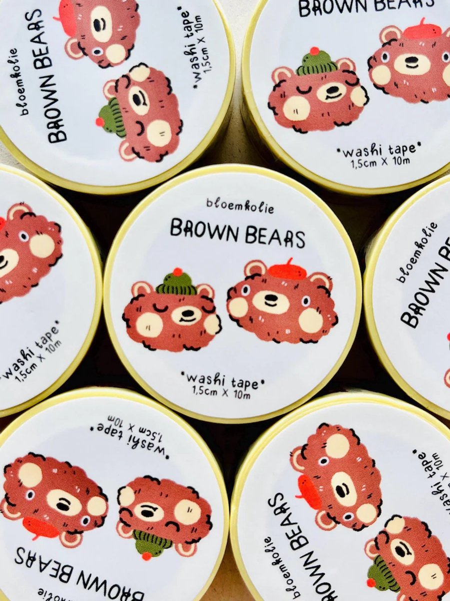 Brown Bears Washi Tape - Adorable Kawaii Cats Illustrations for Crafts and Stationery / washi tape