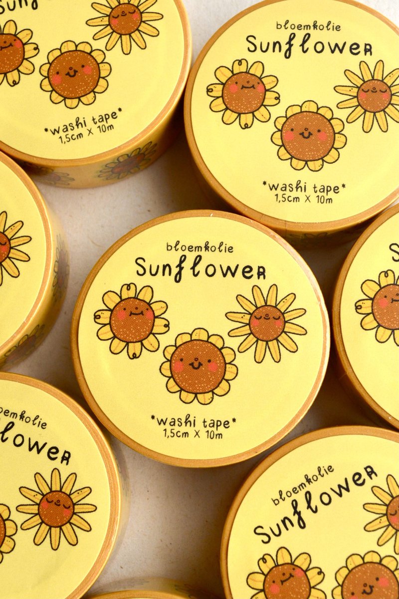 Sunflower Zonnebloem Washi Tape / Kawaii, Cute, Schattige decoratieve Japanse tape / Journal