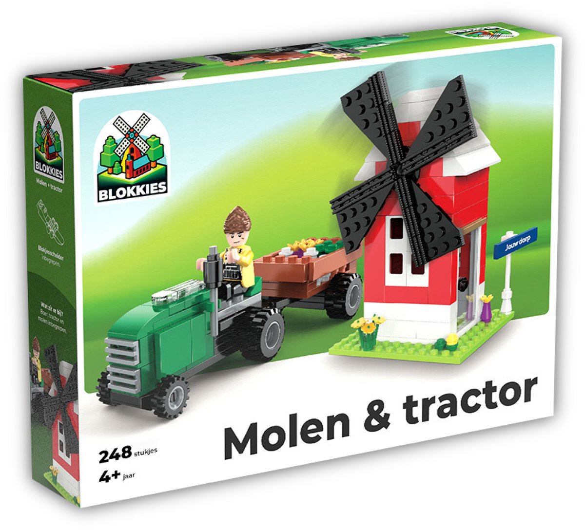 Blokkies Molen & Tractor Bouwset - Bouwstenen - 245 onderdelen - Constructie Speelgoed - Educatief - 4+ jaar