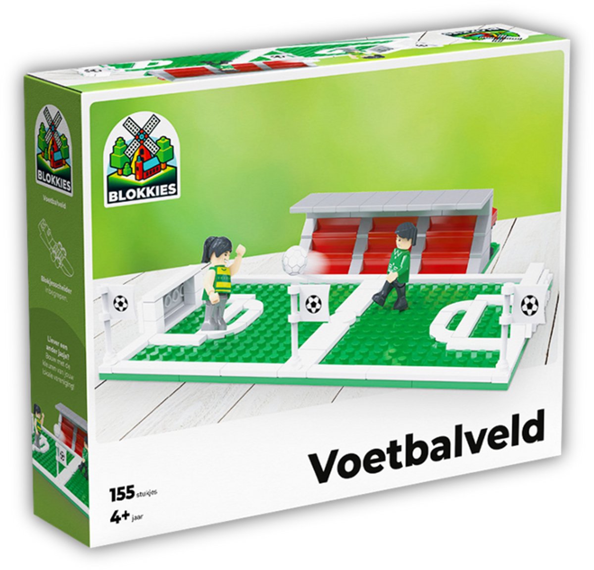 Blokkies Voetbalveld met Tribune Bouwset - Bouwstenen - 155 onderdelen - Constructie Speelgoed - Educatief - 4+ jaar
