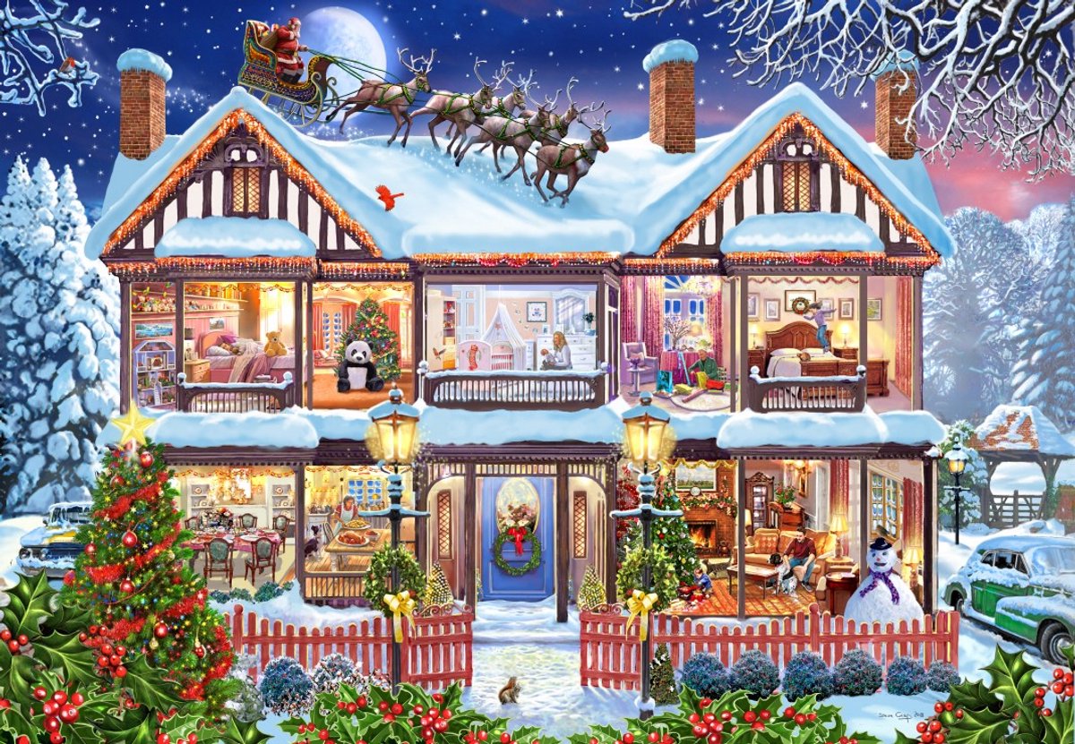 Bluebird Puzzle kerst puzzel Christmas House - 1000 stukjes puzzel.