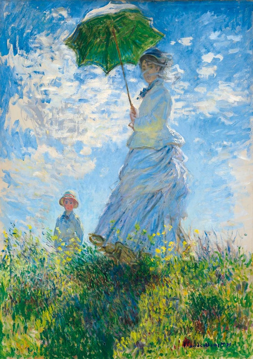 Bluebird Puzzle kunst puzzel Claude Monet Woman with a Parasol 1000 stukjes.