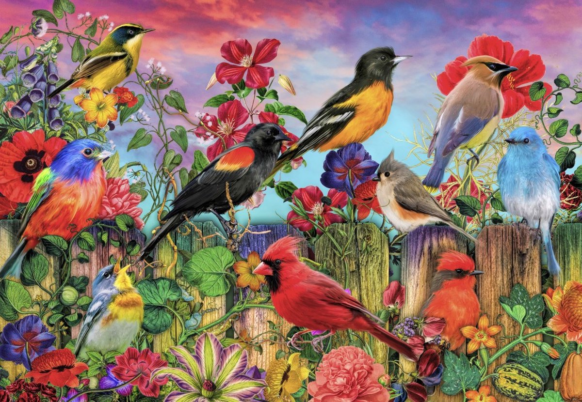 Bluebird Puzzle legpuzzel Birds and Blooms Garden - 1000 stukjes.