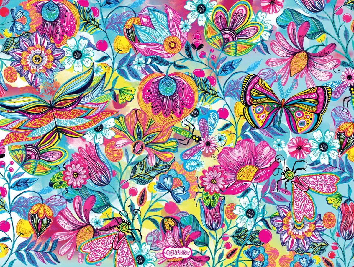 Bluebird Puzzle legpuzzel Fleurs et Papillons - 1000 stukjes kleurrijk.