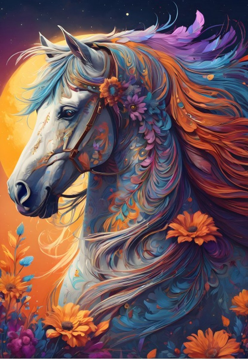 Bluebird Puzzle legpuzzel Floral Horse - 1000 stukjes multicolor.
