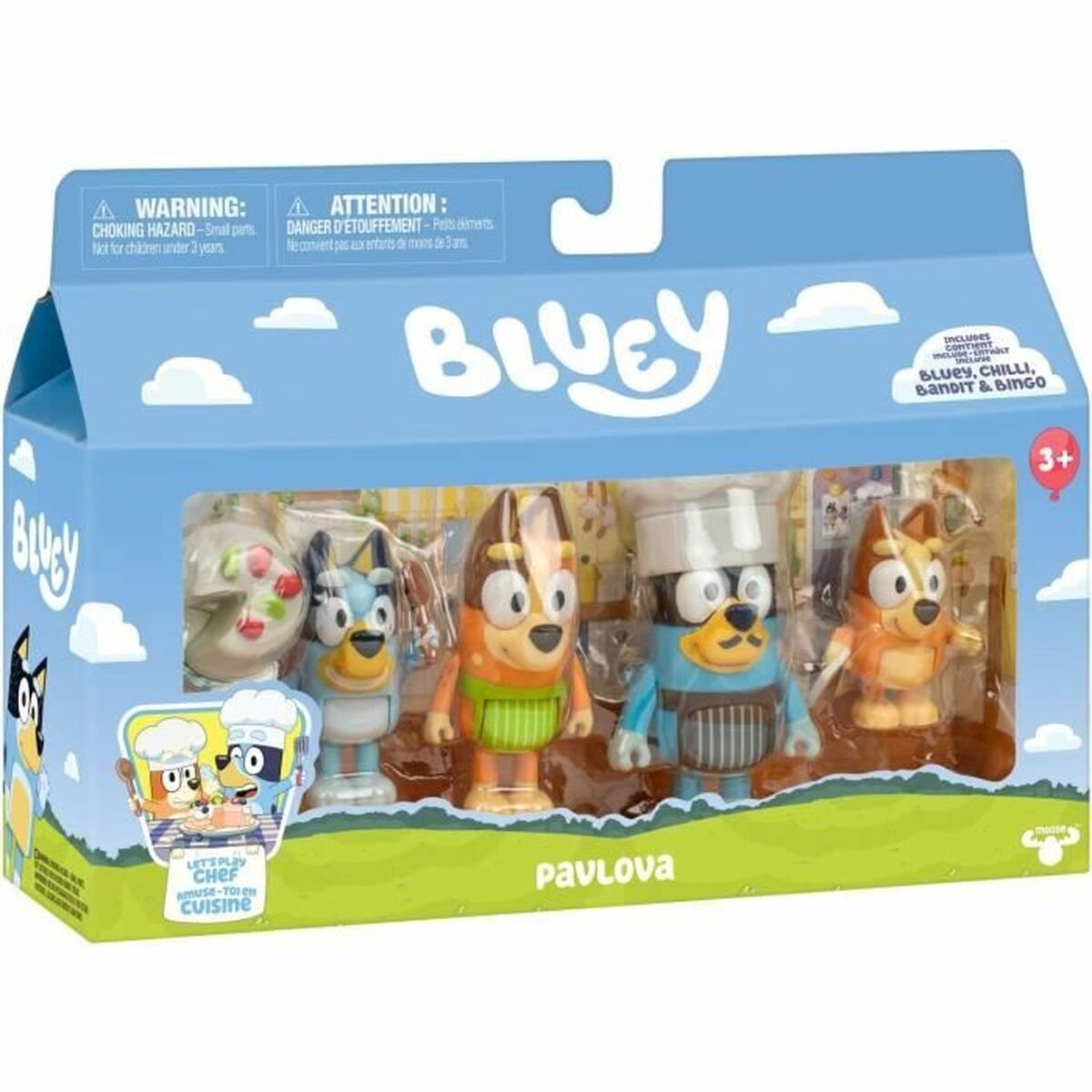 Pak van 4 beeldjes - BLUEY - Het gezin in de keuken