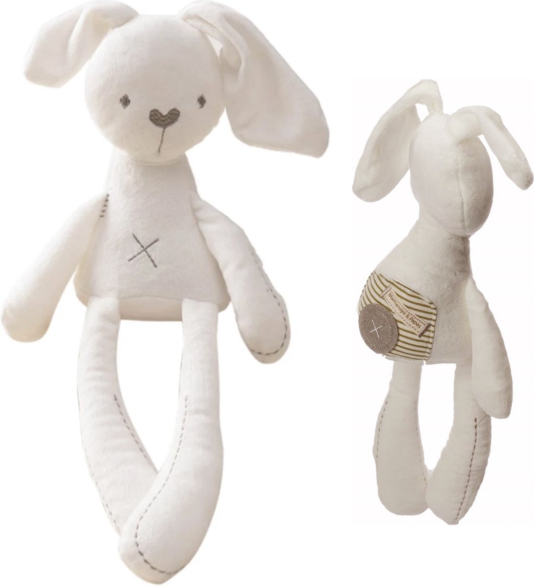 Pluche Knuffel Konijn - 49 cm - Wit - Pluche - Baby Knuffel Cadeau