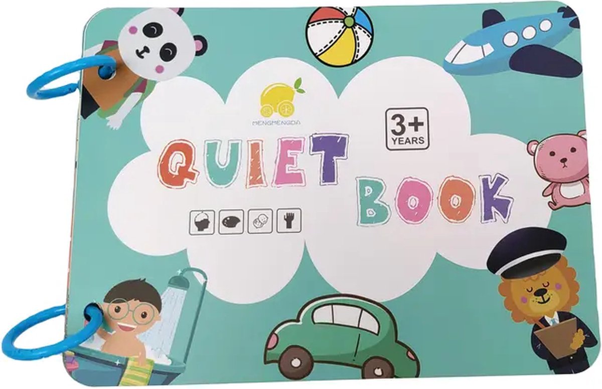 Quiet Book - Activiteitenboekje - Montessori - 3+ jaar - Figuren - Klittenband - Leerzaam Spelen - Engels