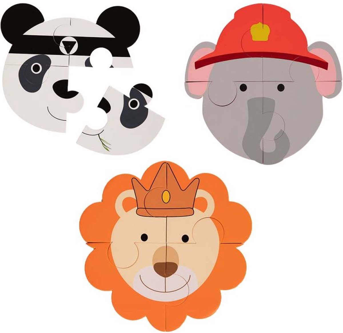 Bo Jungle B-Dierenpuzzel (3 pcs) Panda - Olifant - Leeuw