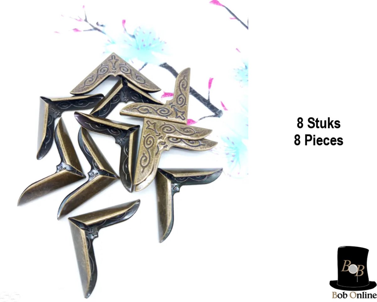 Bob Online ™-8 stuks- Antieke Brons-Boeken Hoekbeschermers - 8 Pieces Bronze Color - Book Corner Protectors