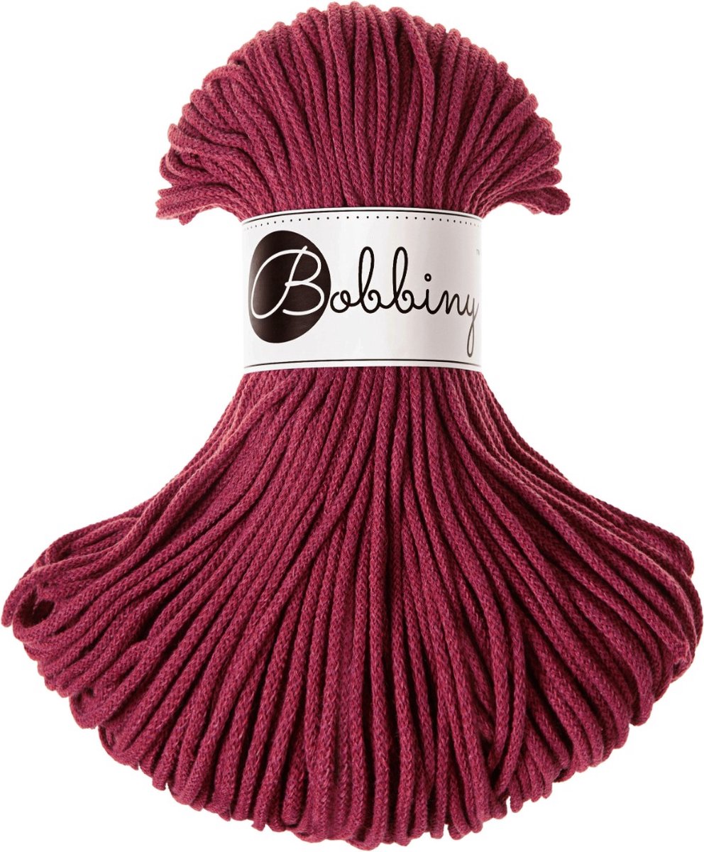 Bobbiny Junior braided cord 3 mm - Wine red